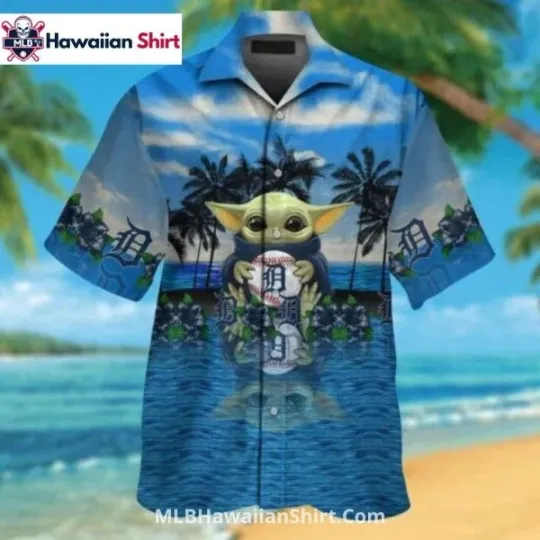 Discover Baby Yoda Beach Vibes Detroit Tigers Hawaiian Shirt Size S-5XL