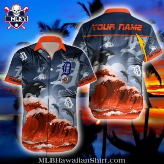 Discover Dolphin Ocean And Sky Detroit Tigers Hawaiian Shirt Size S-5XL