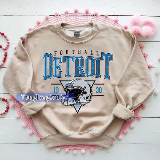 Vintage Detroit Football Sweatshirt, Football Fan Gift, Game Day Sweatshirt