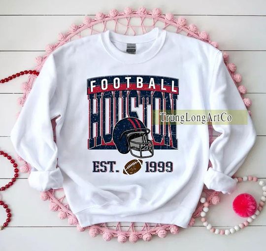 Discover Vintage Houston Football Sweatshirt, Football Fan Gift, Game Day Sweatshirt