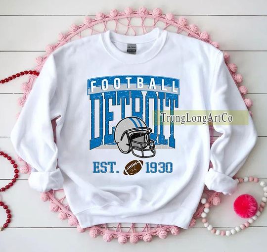 Discover Vintage Detroit Football Sweatshirt, Football Fan Gift, Game Day Sweatshirt