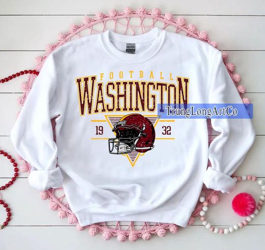 Discover Vintage Washington Football Sweatshirt, Football Fan Gift, Game Day Sweatshirt