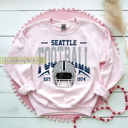 Discover Vintage Seattle Football Sweatshirt, Football Fan Gift, Game Day Sweatshirt