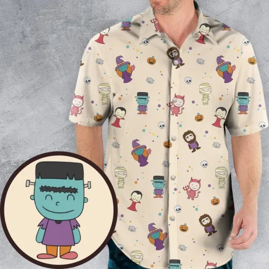 Discover Cute Halloween Characters PatternCute Halloween Characters hawaiian shirt