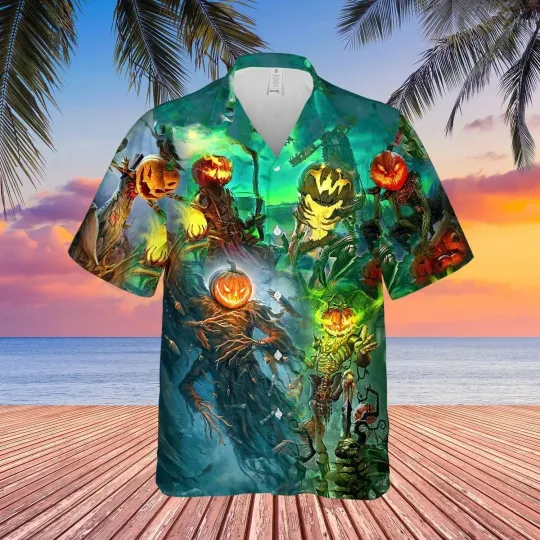 Discover Halloween Pumpkin King Unisex Hawaiian Shirt, Hallowen Short Sleeve