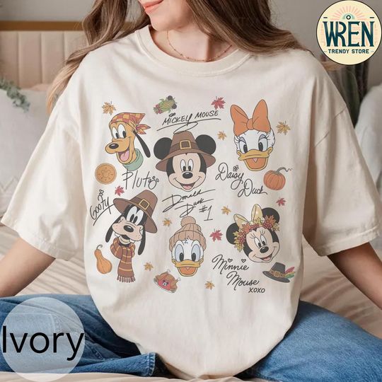 Discover Mickey And Friends With Signature Thanksgiving Shirt, Disney Thanksgiving T-Shirt, Happy Thanksgiving Tee, Thanksgiving Gifts