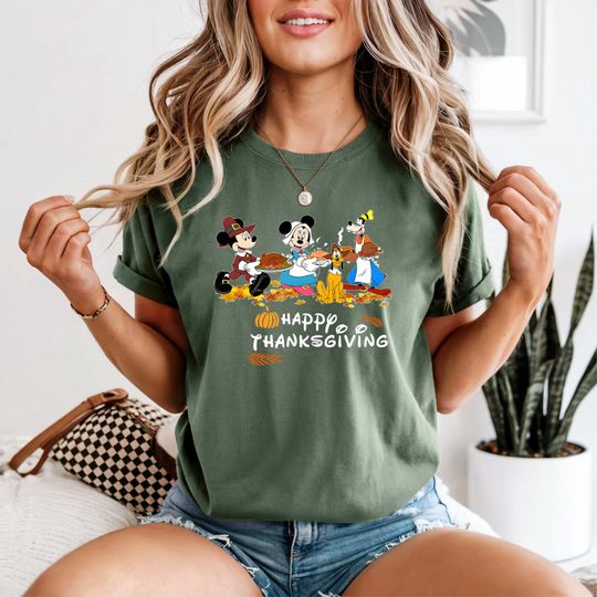 Discover Mickey And Friends Happy Thanksgiving T-Shirt, Disney Thanksgiving T-Shirt, Happy Thanksgiving T-Shirt,Gift For Thanksgiving