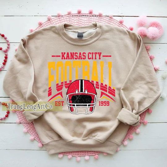 Discover Vintage Kansas City Football Sweatshirt, Football Fan Gift, Game Day Sweatshirt