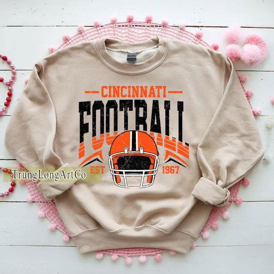 Discover Vintage Cincinnati Football Sweatshirt, Football Fan Gift, Game Day Sweatshirt