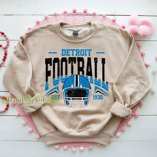 Discover Vintage Detroit Football Sweatshirt, Football Fan Gift, Game Day Sweatshirt