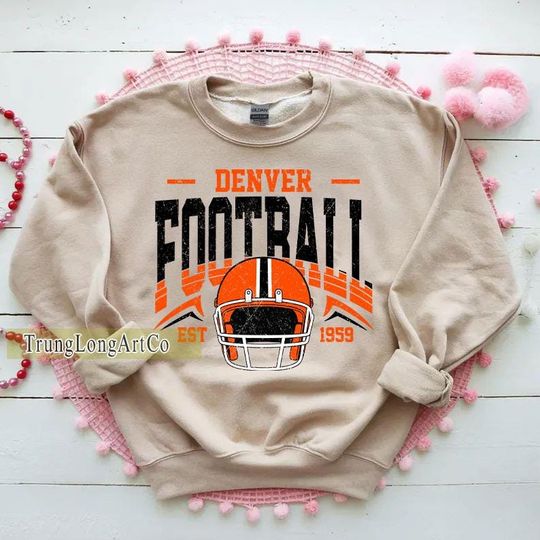 Discover Vintage Denver Football Sweatshirt, Football Fan Gift, Game Day Sweatshirt