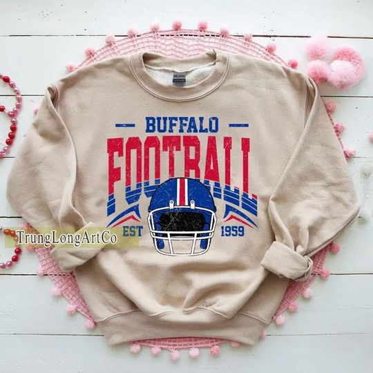 Discover Vintage Buffalo Football Sweatshirt, Football Fan Gift, Game Day Sweatshirt