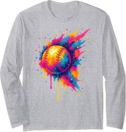 Discover Colorful Splash Baseball Graffiti Long Sleeve T-Shirt