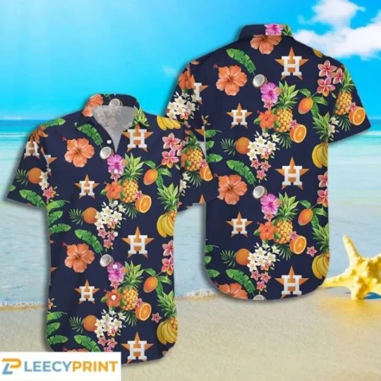 Houston Baseball Fruit Tropical Short Sleeves Hawaiian Shirt , Gift for Fan