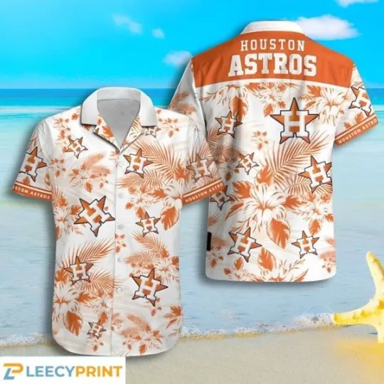 Discover Houston Baseball Tropical Flower White And Orange Hawaiian Shirt, Gift for Fan