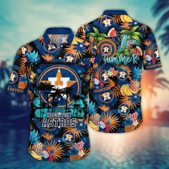 Discover Houston Baseball Tropical Sunset Hawaiian Shirt Summer Aloha, Gift for Fan