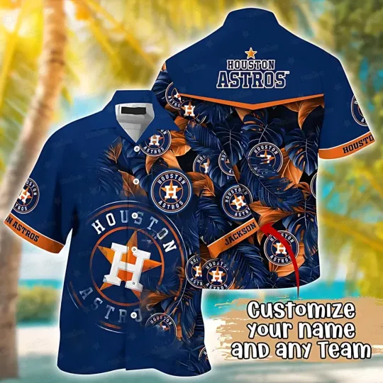 Discover Houston Baseball Midnight Palm Custom Hawaiian Shirt Summer Aloha, Gift for Fan