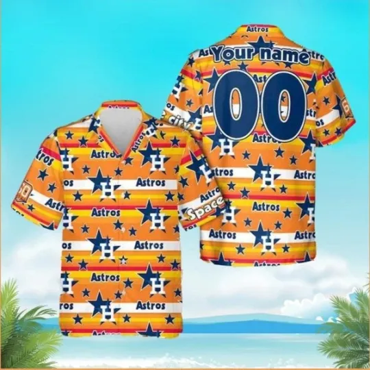 Houston Baseball Star Custom Yellow Hawaiian Shirt, Houston Astros Hawaiian Shirt