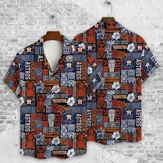 Houston Baseball Island Mosaic Summer Aloha Unisex Hawaiian Shirt, Gift for Fan
