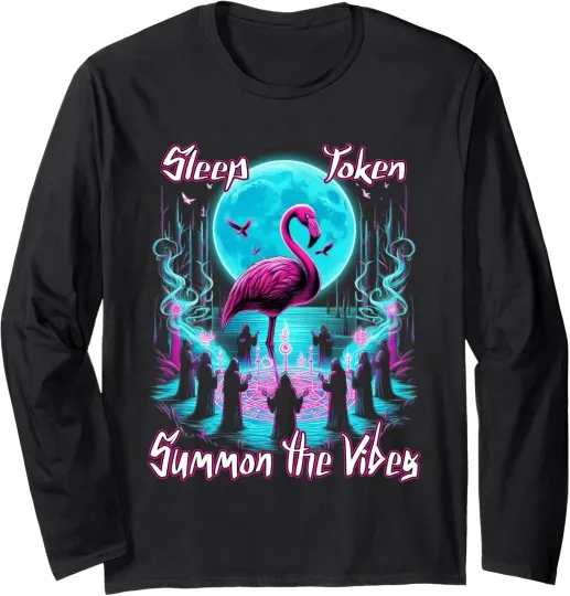Discover Flamingo Ritual Sleep Moon Vibes Long Sleeve T-Shirt