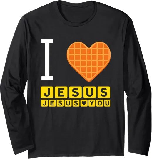 I Love Jesus Waffle Heart Christian Long Sleeve T-Shirt
