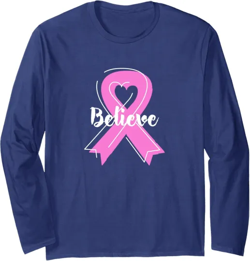Discover Breast Cancer Warrior Awareness Pink Ribbon Long Sleeve T-Shirt