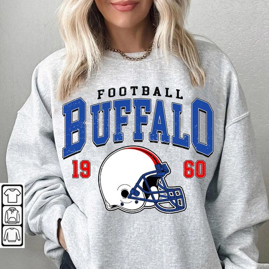 Discover Vintage 90s Style Buffalo Football Sweatshirt, Game Day Shirt, Buffalo Football