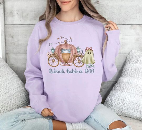 Cinde Halloween Sweatshirt, Bibbidi Bobbidi Boo Sweatshirt, Princess Ghost Sweatshirt, Pumpkin Car Sweater