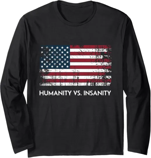 Discover Distressed American Flag Long Sleeve T-Shirt