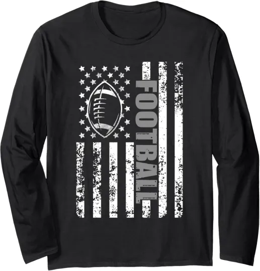 Discover American Flag Football Long Sleeve T-Shirt