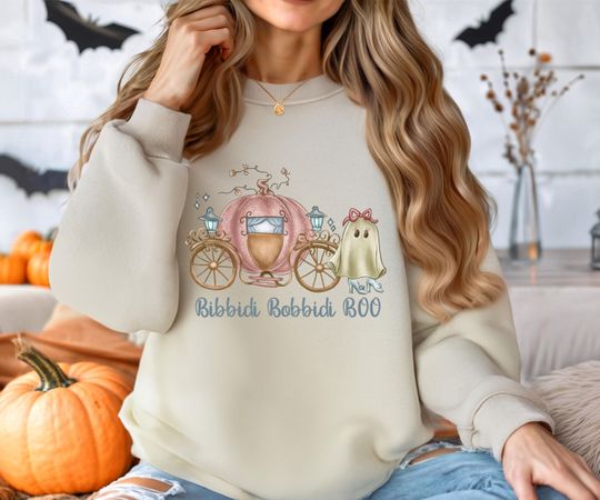 Bibbidi Bobbidi Boo Sweatshirt, Cinde Halloween Sweatshirt, Pumpkin Car Sweatshirt, Princess Ghost Sweatshirt, Princess Sweatshirt
