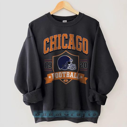 Discover Chicago Football Sweatshirt, Vintage American Crewneck, Football Fan Gifts, Game Day Football Shirt, Custom Football Sweatshirt