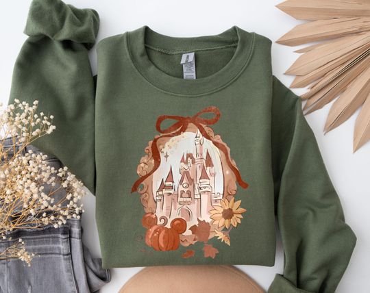 Discover Magic Kingdom Fall Sweatshirt, Coquette Pumpkin Castle Sweatshirt, Disney Fall Sweatshirt, Disney Castle Sweatshirt, Disney Pumpkin Sweater