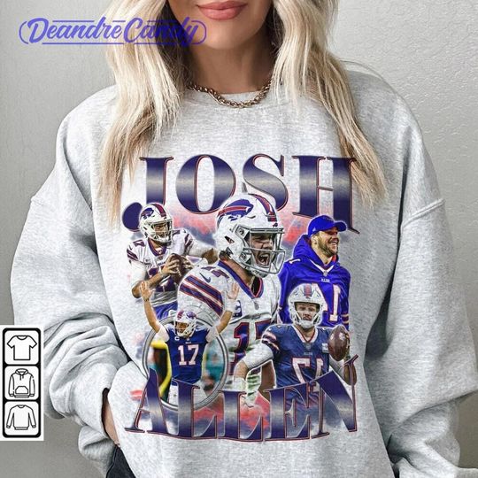 Josh Allen Football Shirt, Vintage Football 90s Sweatshirt, Fan Football Game Day