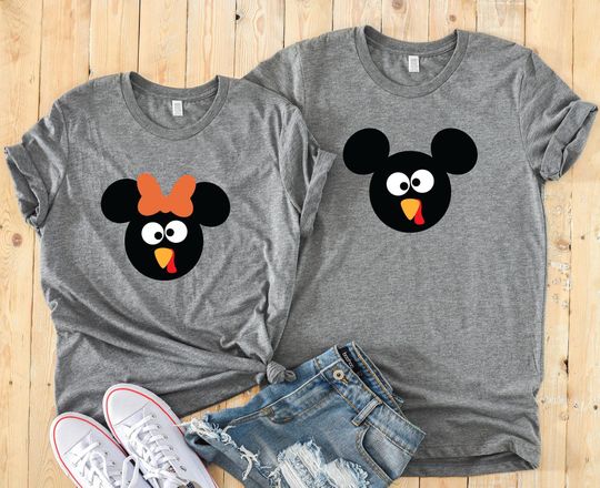 Discover Minnie Mouse or Mickey Mouse Turkey Shirts - Disney World Family Matching - Happy Thanksgiving - Gobble Gobble - Adults and Kids