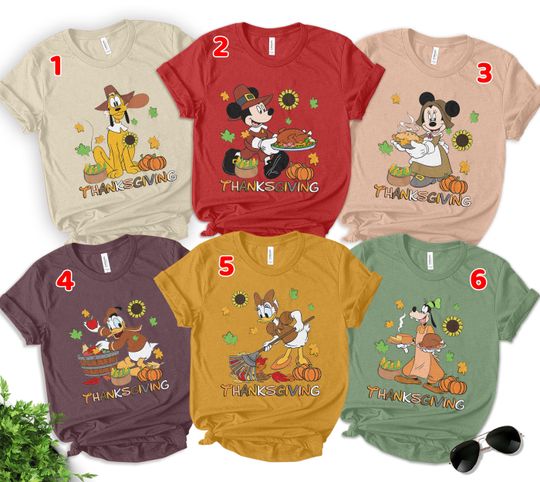 Discover Mickey And Friends Characters Thanksgiving Group Shirt, Disney CrewThanksgiving Shirt, Disney Trip Matching Shirt SK2S01