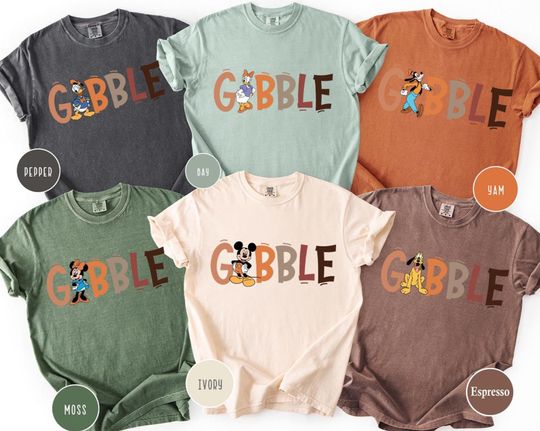 Discover Comfort Colors Disney Thanksgiving Family Shirt, Mickey Gobble Shirt,Thanksgiving Tee,Family Vacation Thanksgiving Shirt,Disney Gobble Shirt