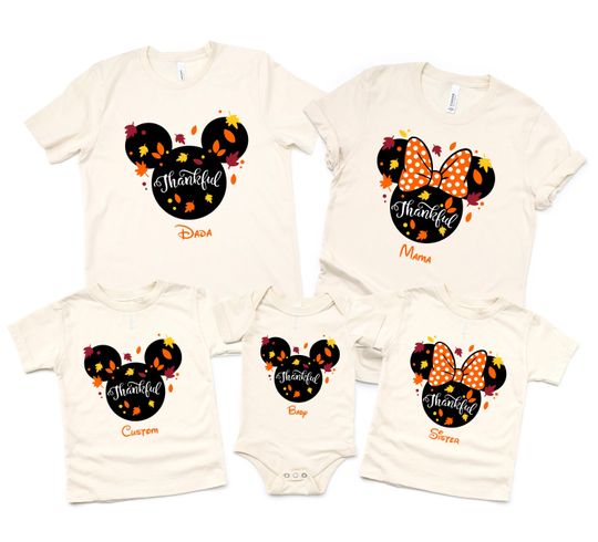 Discover Mickey Minnie Thanksgiving Shirt Family Shirts Custom Name Disney Fall Matching Tees Turkey Day