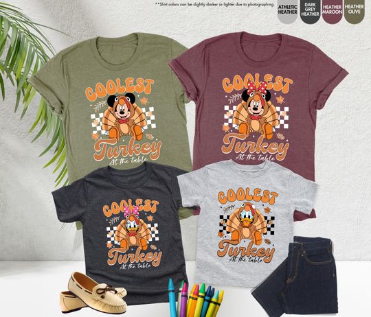 Disney Thanksgiving Shirt, Coolest Turkey at the Table, Mickey Turkey Thankful Shirt, Family Thanksgiving T-Shirt, WDW Disneyland Trip Tee