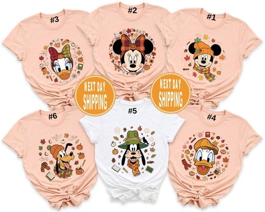 Mickey and Friends Fall Vibes Shirt Disney Thanksgiving T-Shirt Disneyland Autumn Trip Tee