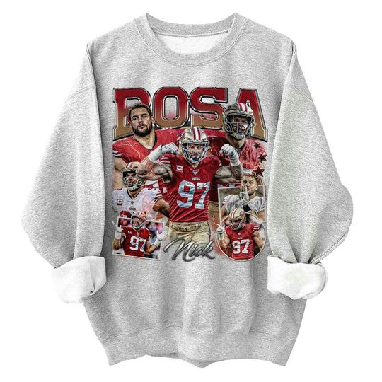 Nick Bosa Shirt, Football American Vintage Tee, Football 90s Bootleg Inspired Gift Fan Unisex Sweatshirt