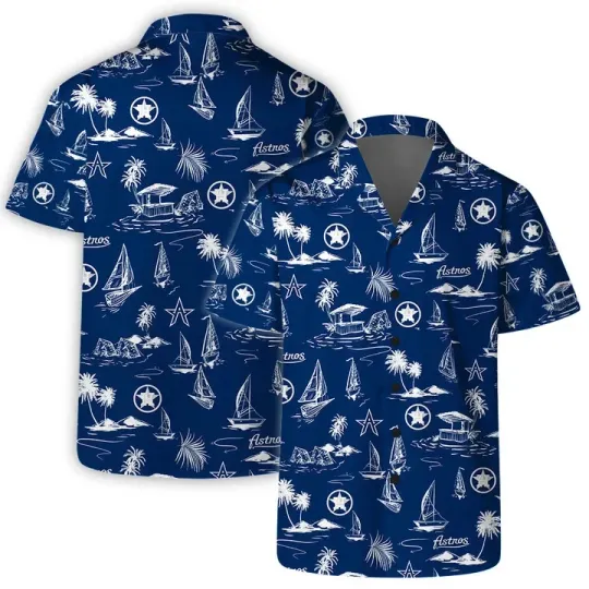 Discover Houston Baseball Tropical Sail Away Summer Aloha Unisex Hawaiian Shirt, Gift for Fan