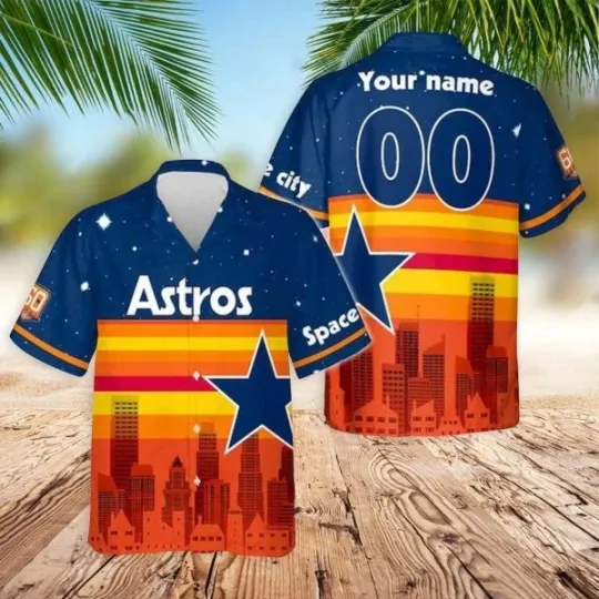 Discover Houston Baseball Space City Custom Hawaiian Shirt, Astros Hawaiian Shirt, Gift for Fan
