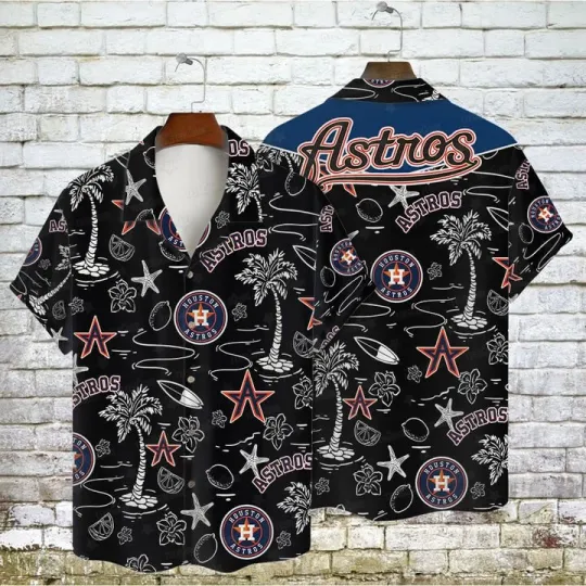 Discover Houston Baseball Tropical Stars Summer Aloha Unisex Hawaiian Shirt, Gift for Fan