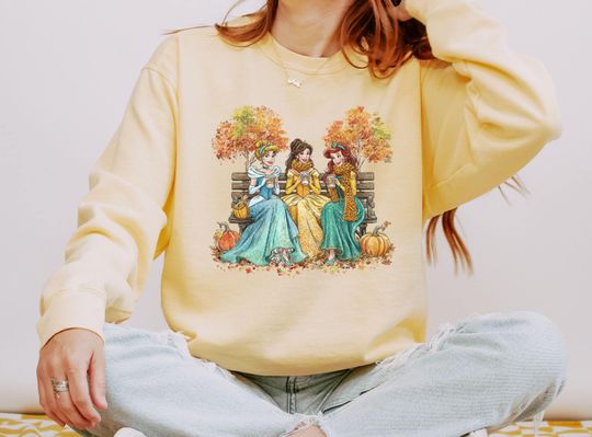 Discover Disney Princess Fall Sweatshirt,Thanksgiving Sweatshirt, Disney Fall Season, Princess Autumn Sweater