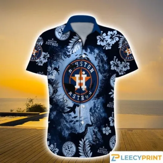 Houston Baseball Hammerhead Shark And Tropical Hawaiian, Gift for Fan