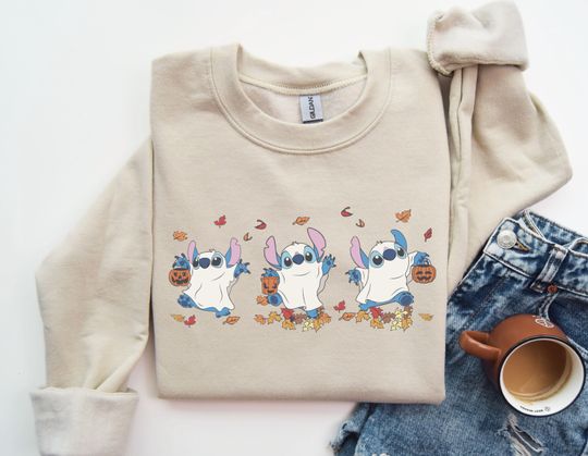 Discover Disney Ghost Stitch Halloween Sweatshirt, Spooky Season, Disney Stitch Halloween Sweatshirt, Stitch Fall Sweatshirt