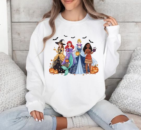Discover Princess Pumpkin Sweatshirt, Disneyland Princess Halloween Sweatshirt, Disneyland Princess Sweatshirt, Disneyworld Spooky Season