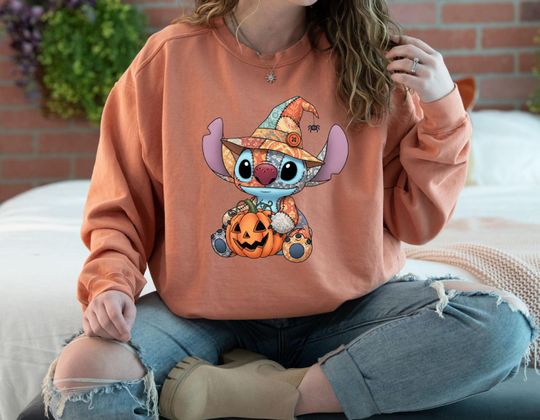 Discover Stitch Halloween Sweatshirt, Disney Halloween Trip, Witch Stitch Sweatshirt, Disney Stitch Sweatshirt