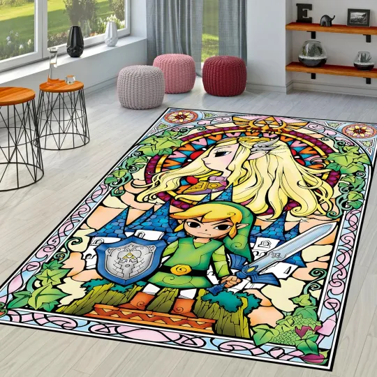 Discover The Legend of Zelda Rug,Gaming Room Rug,Kids Room Rug